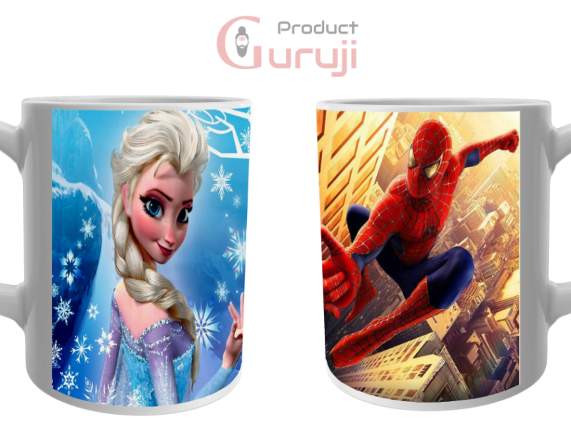 Frozen Elsa and Spider Man White Ceramic Combo Coffee Mug