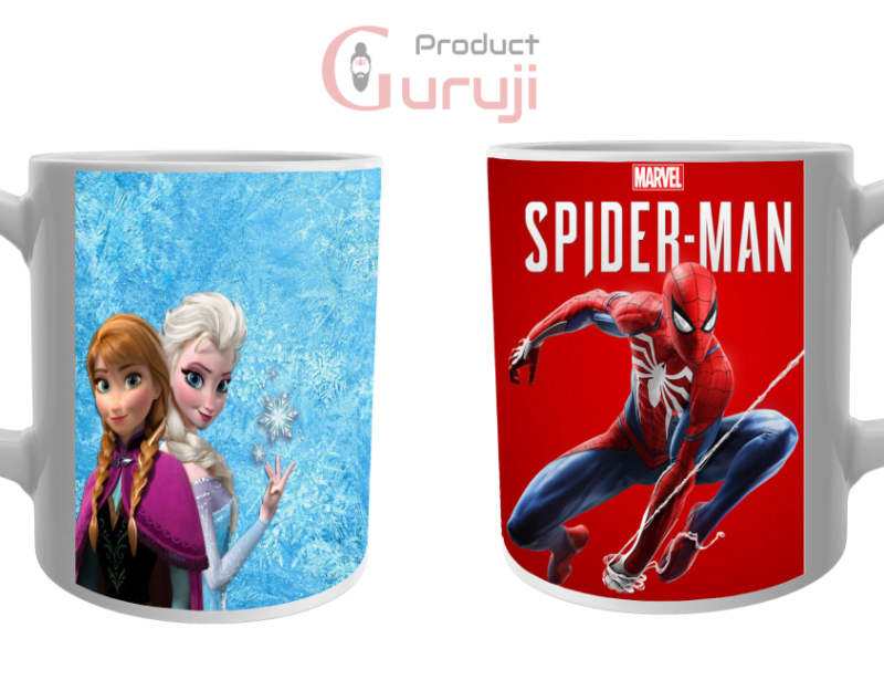 Elsa Anna and Spider Man White Combo Coffee Mug