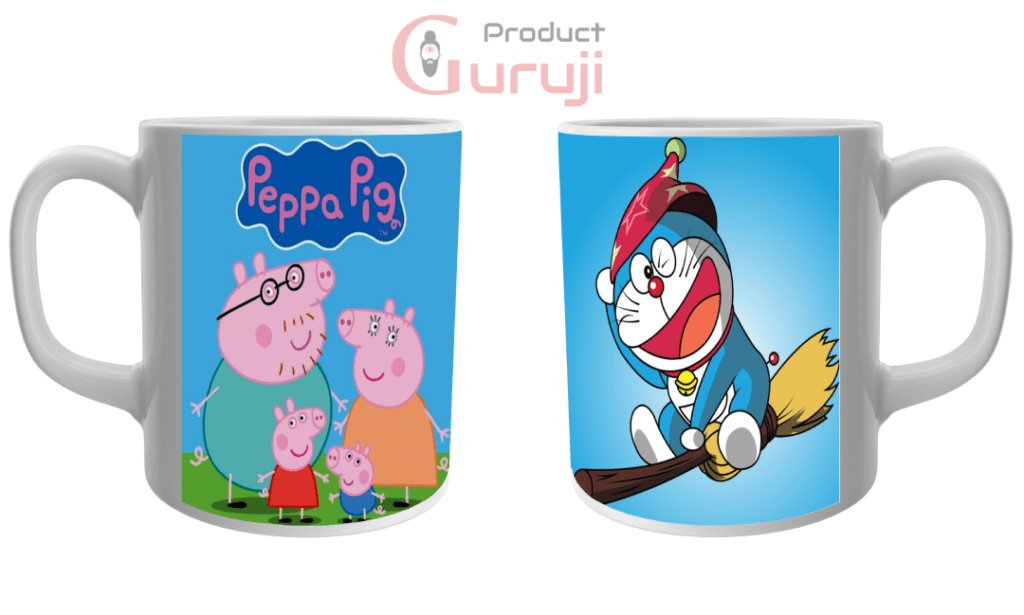 Doraemon and Peppa Pig Cartoon Ceramic Combo Cup