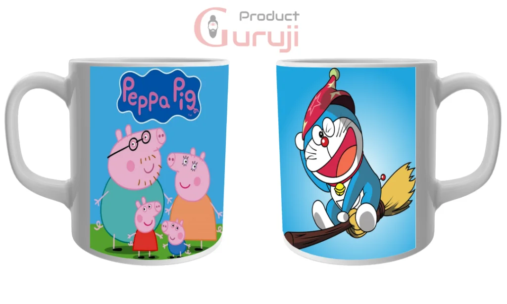 Doraemon and Peppa Pig Cartoon Ceramic Combo Cup