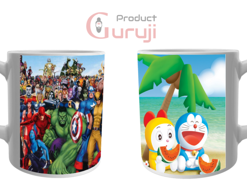 Personalized Marvel Superhero and Doraemon Combo Coffee Mug