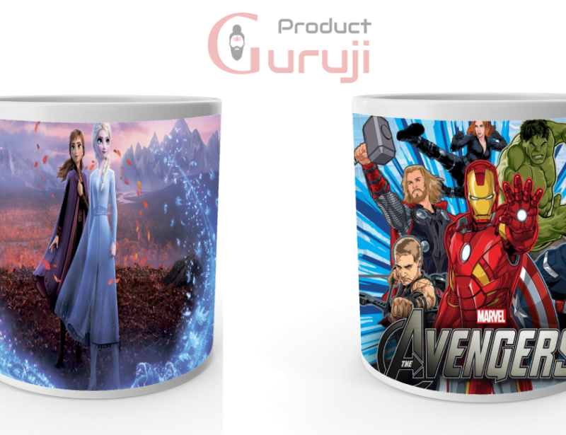Frozen Elsa Anna and Marvel Superhero Combo Coffee Mug