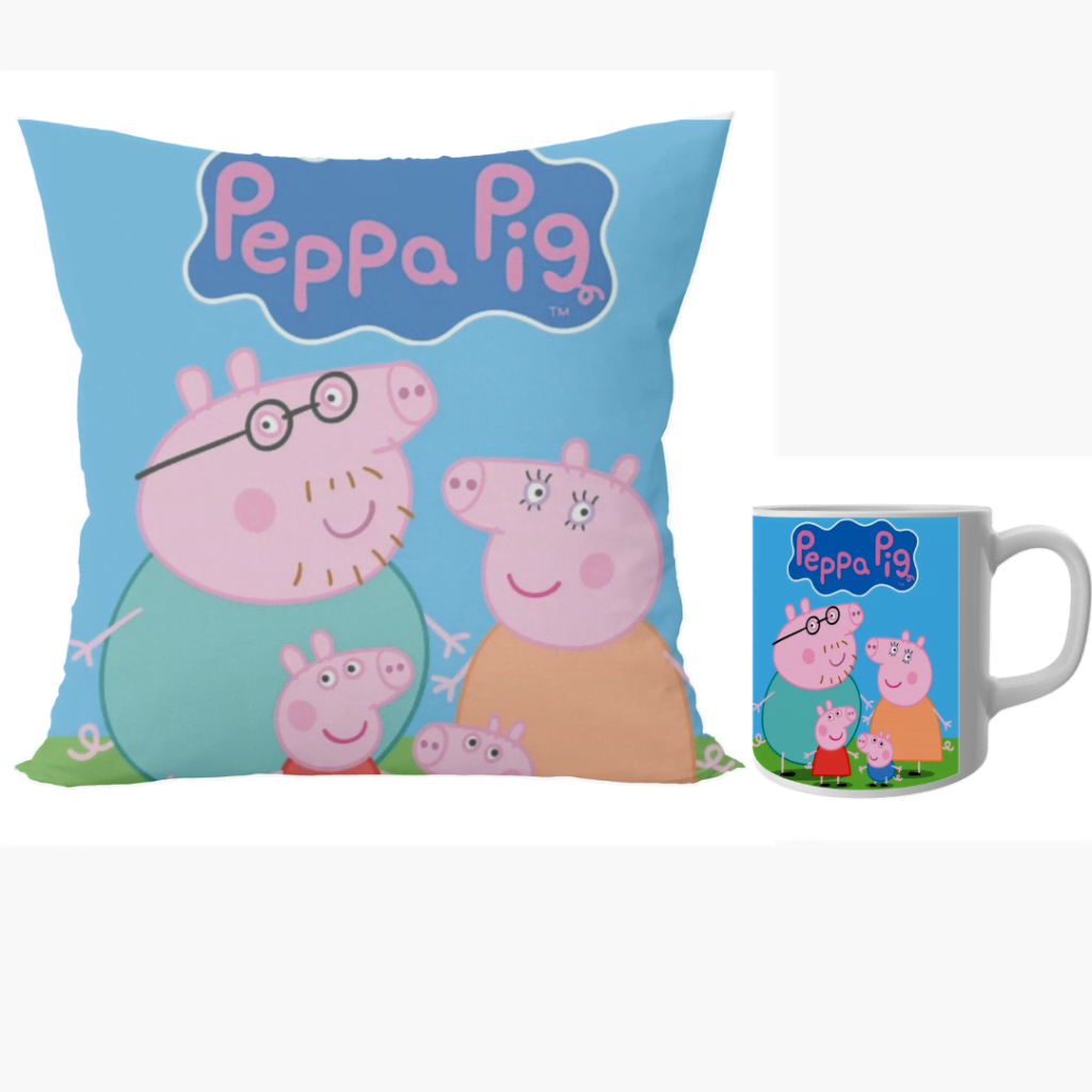 Peppa pig cushion with cushion cover with coffee mug combo pack.