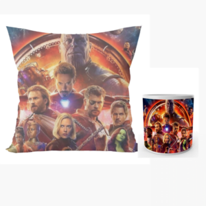 Avengers hulk superheros design combo set of 12x12 inch satin cushion and ceramic coffee mug 350 ml gift for kids.