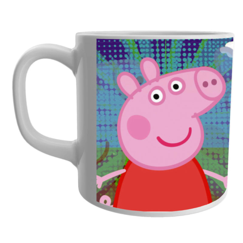 Peppa Pig Coffee Mug, Peppa Pig Gift for Kids, Peppa Pig Birthday Items, Peppa Pig Ceramic White Mug