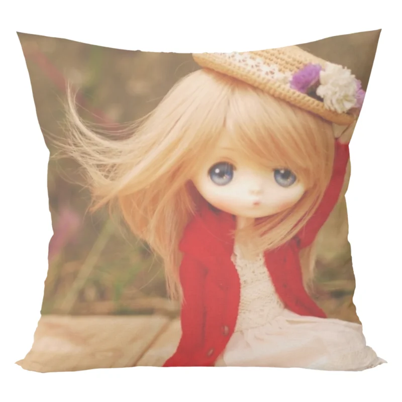 Doll cushion with cushion cover