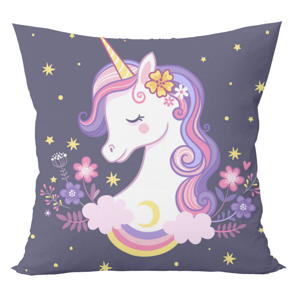 Unicorn cartoon cushion with cushion cover for kids