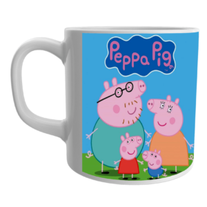 Product guruji Peppa Pig White Round Neck Regular Fit Premium Polyester Tshirt with Mug.