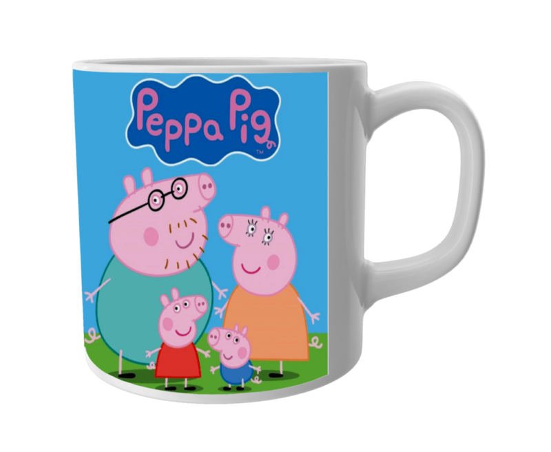 Product guruji Peppa Pig White Round Neck Regular Fit Premium Polyester Tshirt with Mug.