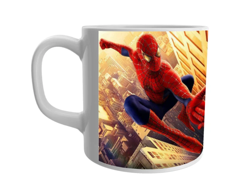 Product guruji Spidermen White Round Neck Regular Fit Premium Polyester Tshirt with Mug. - Image 3