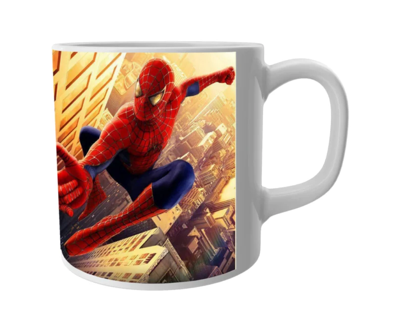 Product guruji Spidermen White Round Neck Regular Fit Premium Polyester Tshirt with Mug. - Image 4