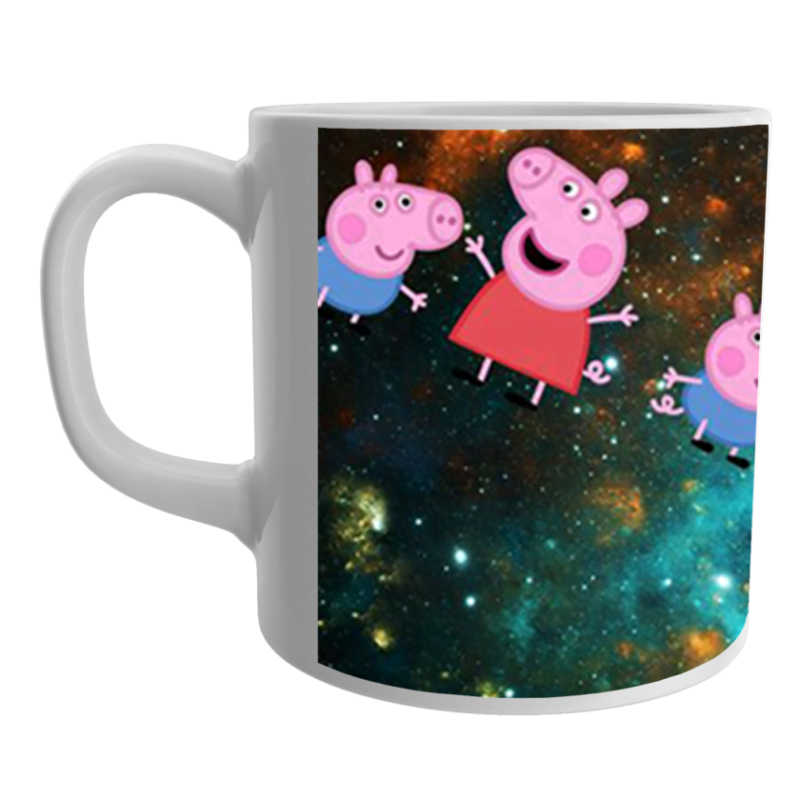 Peppa pig family cartoon coffee mug, Peppa pig toys white ceramic coffee mug for kids