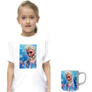 Product guruji Doll Cartoon White Round Neck Regular Fit Premium Polyester Tshirt with Mug.
