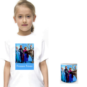 Product guruji Doll Cartoon White Round Neck Regular Fit Premium Polyester Tshirt with Mug for Girls.