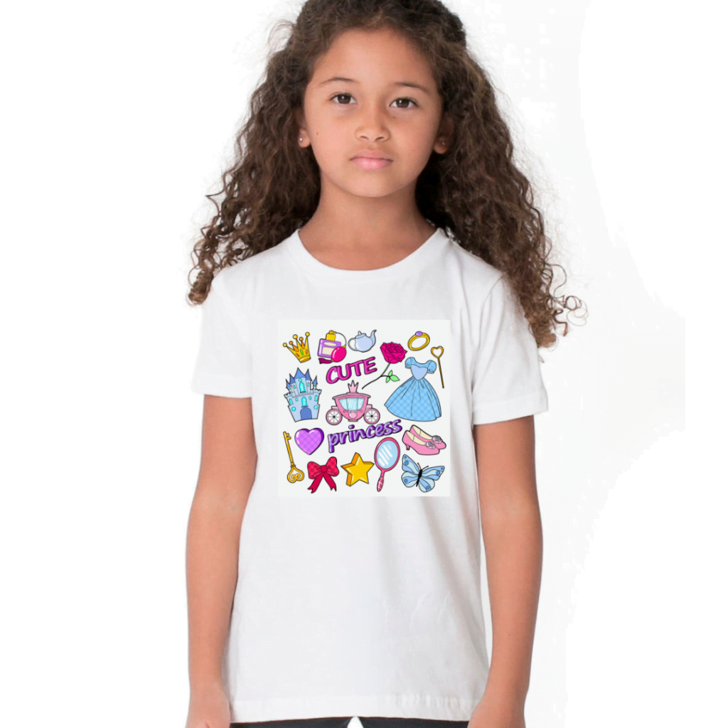 Cute Princess design Tshirt For Girls, Cartoon Tshirt For Girls..