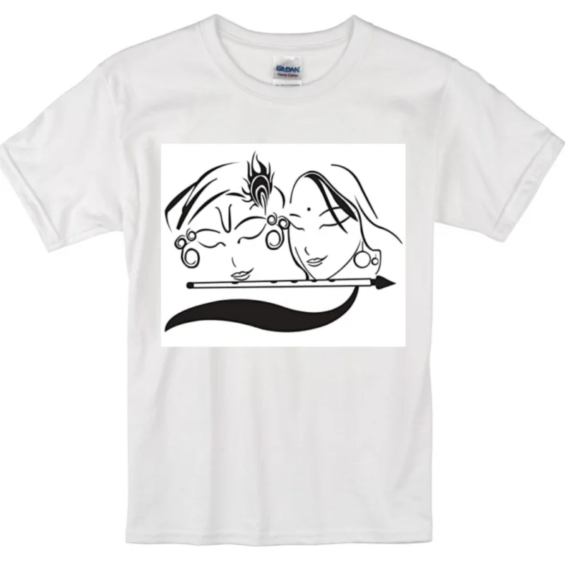 Radha krishna Sketch Design Tshirt For Girls, Cartoon Tshirt For Girls.. - Image 2