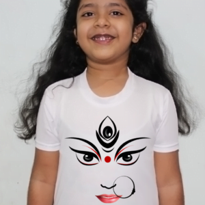Durga Pooja Sketch Design Tshirt For Girls, Cartoon Tshirt For Girls..