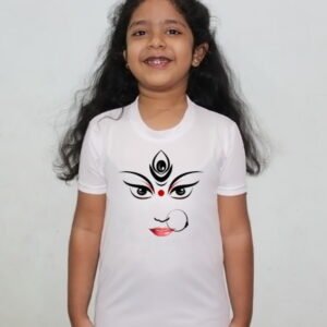 Durga Pooja Sketch Design Tshirt For Girls, Cartoon Tshirt For Girls..