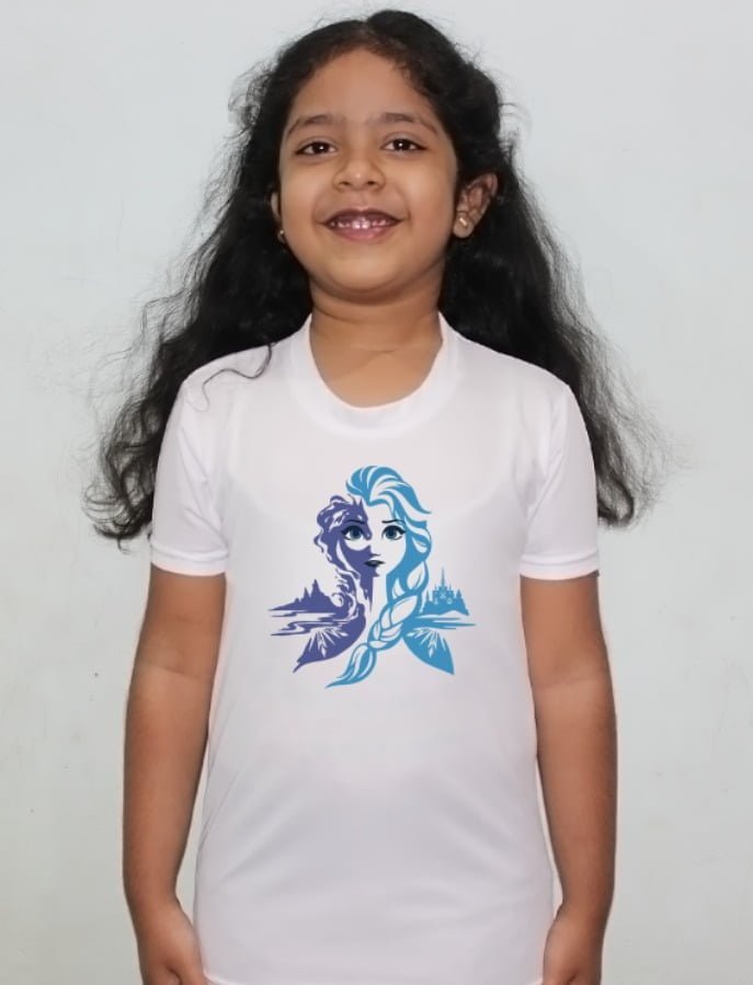 Doll Sketch Design Tshirt For Girls, Cartoon Tshirt For Girls..