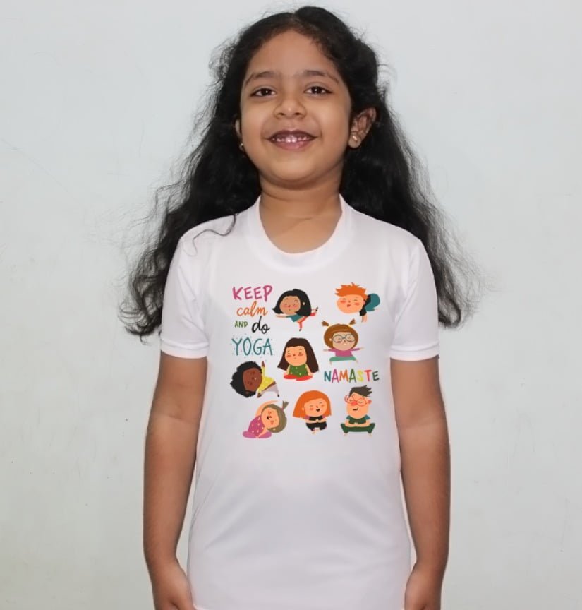 Buy Girls Cartoon White Round Neck Regular Fit Premium Polyester Tshirt for Girls.