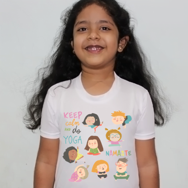 Buy Girls Cartoon White Round Neck Regular Fit Premium Polyester Tshirt for Girls.