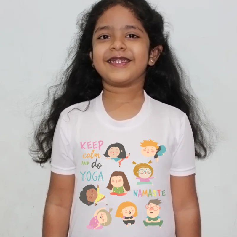 Buy Girls Cartoon White Round Neck Regular Fit Premium Polyester Tshirt for Girls. - Image 2