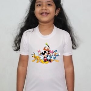 Buy Mickey Mouse Cartoon White Round Neck Regular Fit Premium Polyester Tshirt for Girls.