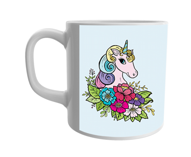 Product Guruji White Ceramic Unicorn Cartoon Coffee/Tea Mug for Kids/Children