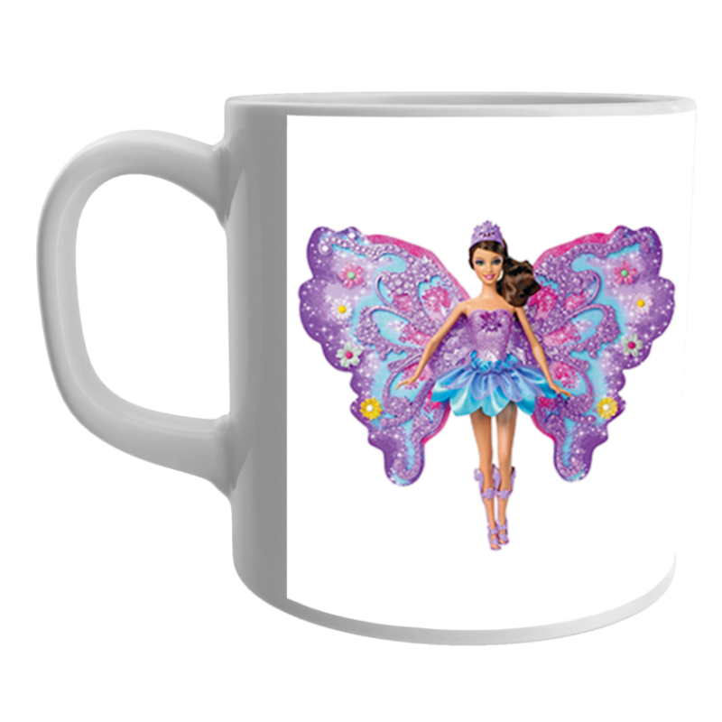 Product Guruji White Ceramic Beautiful Dolls Cartoon Printed on Mug for Kids