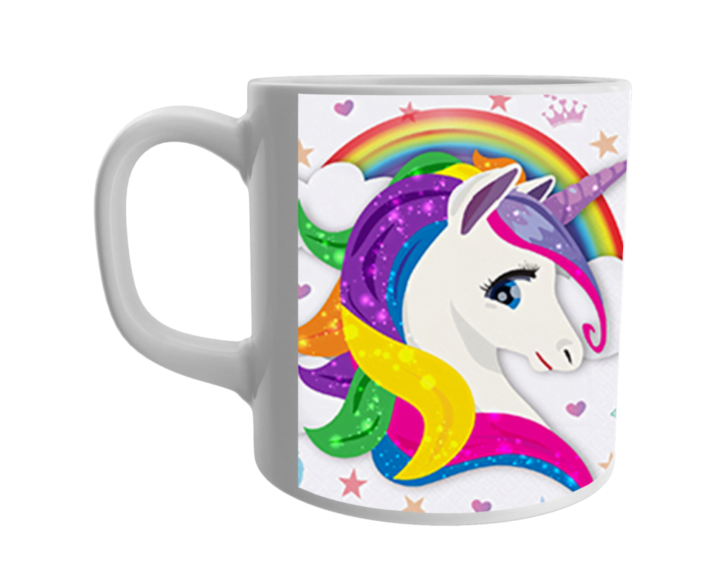 Product Guruji White Ceramic Beautiful Unicorn Cartoon Printed on Mug for Kids/Children