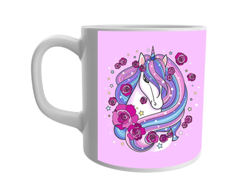 Product Guruji White Ceramic Unicorn Printed on Mug for Kids/Children.