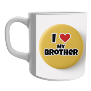 Product Guruji White Ceramic Musicar I LOVE MY BROTHER Print on Mug for Kids.