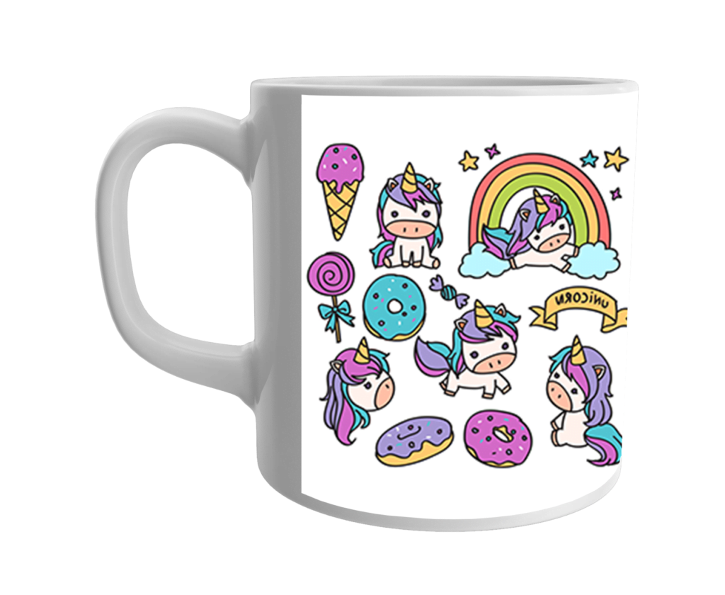 Product Guruji White Ceramic Unicorn Cartoon Print Coffee Mug for Kids/Children.