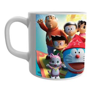 Product Guruji White Ceramic Doraemon/Nobita Cartoon on Mug for Kids/Children.