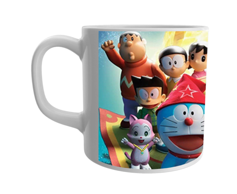 Product Guruji White Ceramic Doraemon/Nobita Cartoon on Mug for Kids/Children.