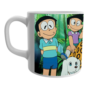 Product Guruji White Ceramic Doraemon/Nobita/Sizuka Cartoon on Mug for Kids/Children.