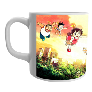 Product Guruji White Ceramic Doraemon/Nobita/Giyaan Cartoon on Mug for Kids/Children.
