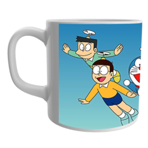 Product Guruji White Ceramic Doraemon/Nobita/Giyaan Toons on Mug for Kids