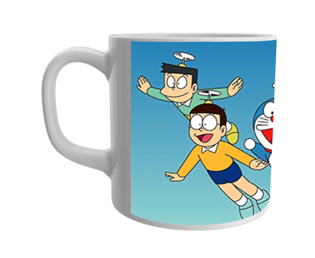 Product Guruji White Ceramic Doraemon/Nobita/Giyaan Toons on Mug for Kids