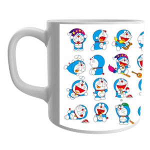 Product Guruji White Ceramic Doraemon Cartoon on Mug for Kids/Childrens.