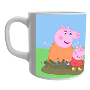 Product Guruji White Ceramic Peppa pig Cartoon on Mug for Kids/Children.