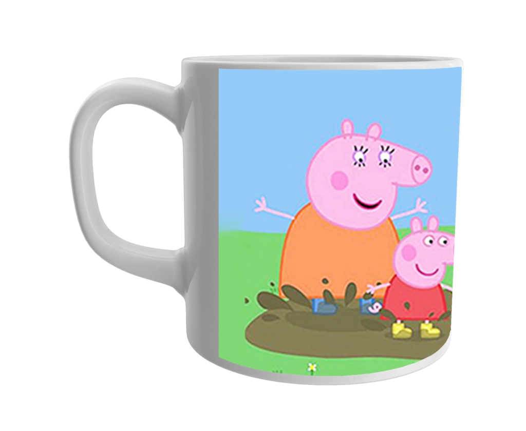 Product Guruji White Ceramic Peppa pig Cartoon on Mug for Kids/Children.