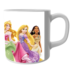 White Ceramic Dolls Cartoon on Mug for Kids/Children.