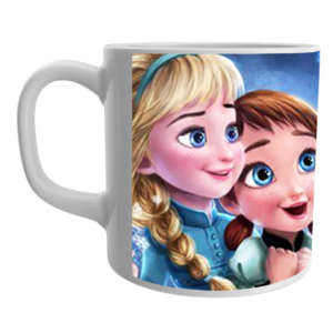 Product Guruji White Ceramic Barbie Doll Cartoon on Coffee Mug for Kids.