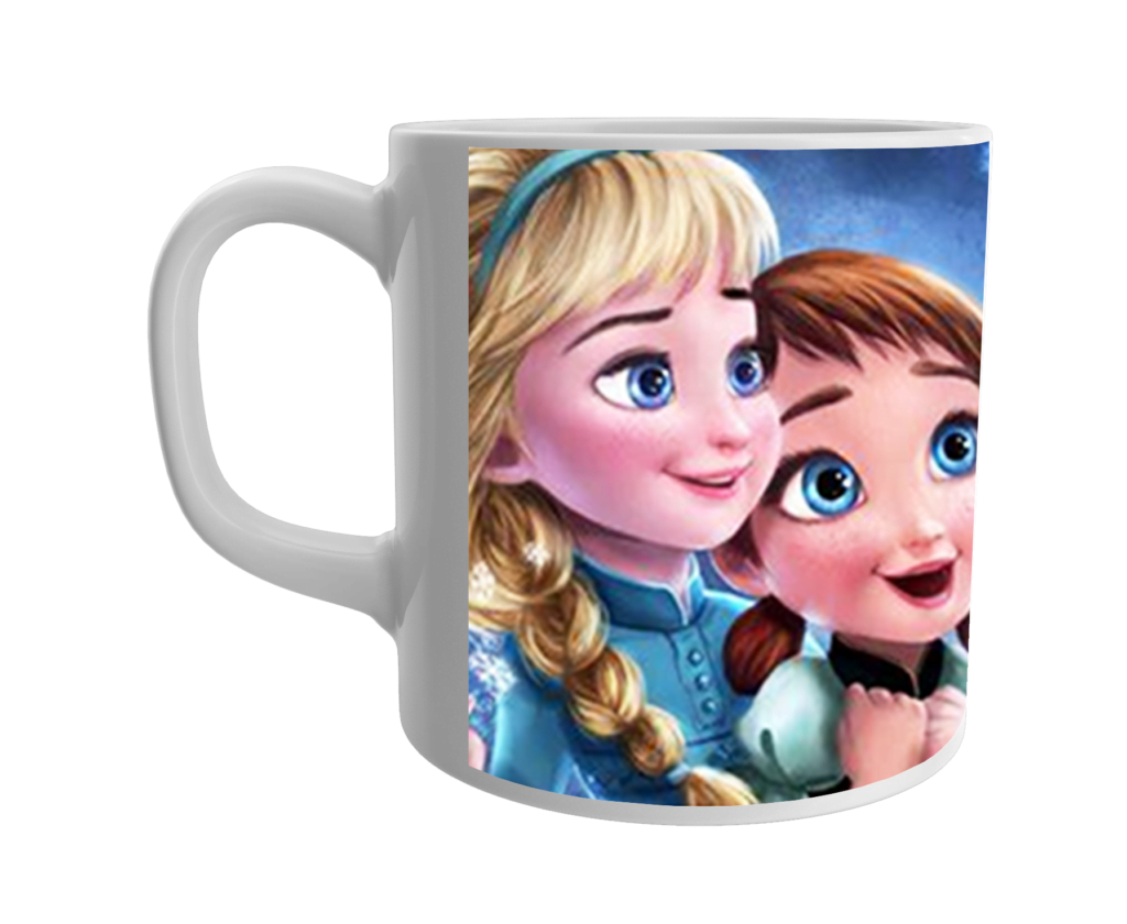 Product Guruji White Ceramic Barbie Doll Cartoon on Coffee Mug for Kids.