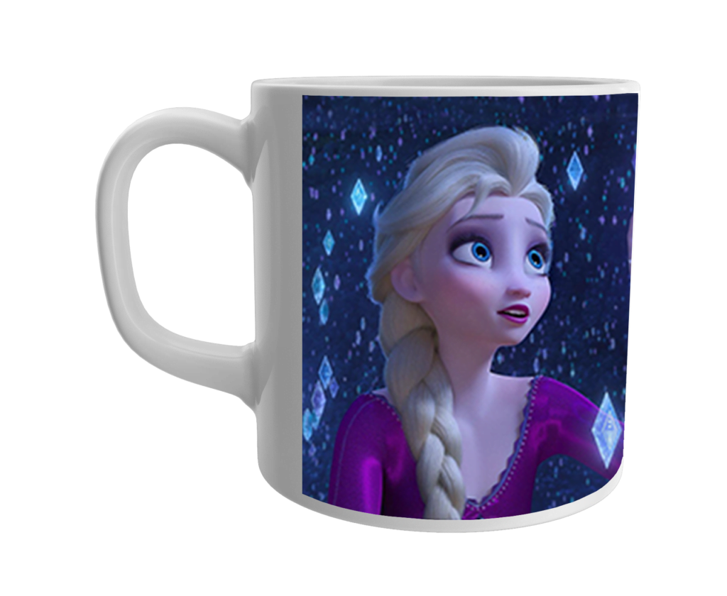 Product Guruji White Ceramic Elsa Doll Cartoon on Coffee Mug for Kids.
