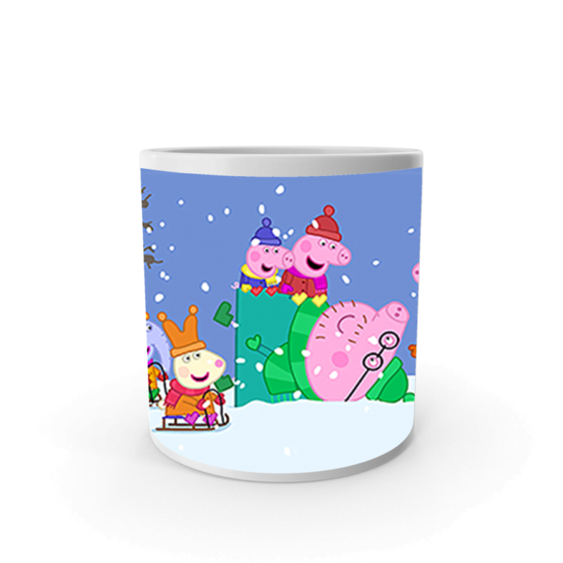 Product Guruji White Ceramic Snow White Peppa Pig Cartoon on Coffee Mug for Kids.