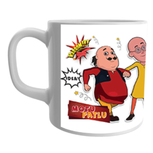 Product Guruji White Ceramic Motu Patlu Cartoon on Coffee Mug for Kids/Gift.