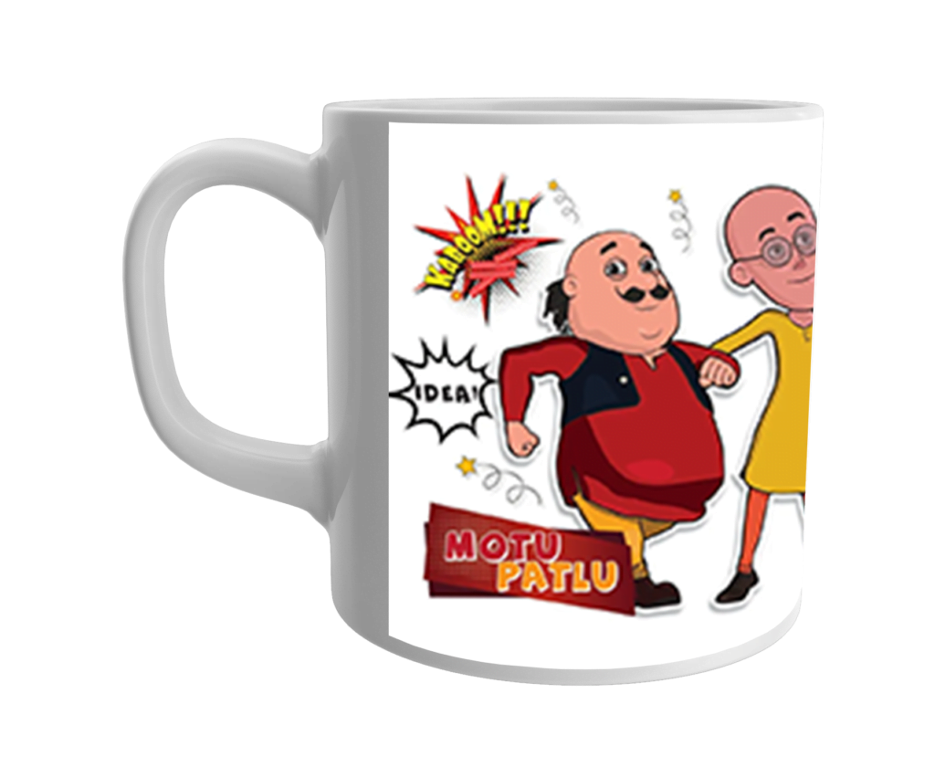 Product Guruji White Ceramic Motu Patlu Cartoon on Coffee Mug for Kids/Gift.