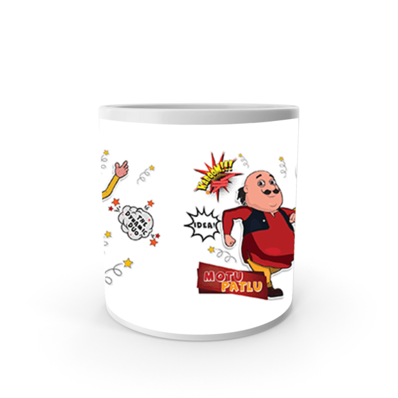 Product Guruji White Ceramic Motu Patlu Cartoon on Coffee Mug for Kids/Gift.